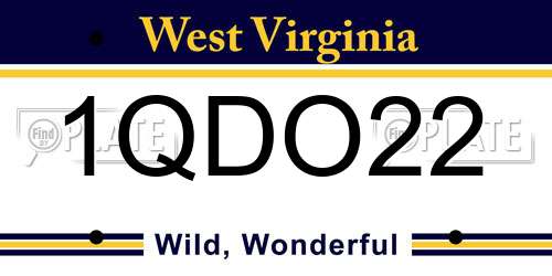 1QDO22 West Virginia License Plate