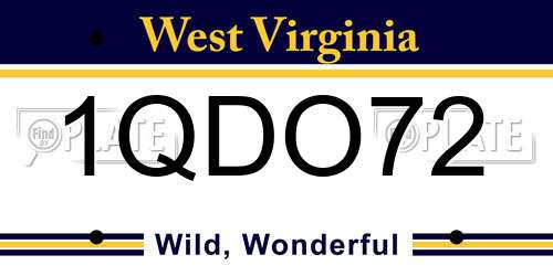 1QDO72 West Virginia License Plate