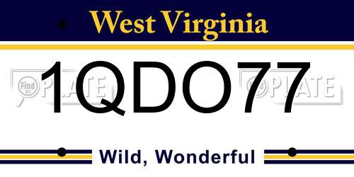 1QDO77 West Virginia License Plate