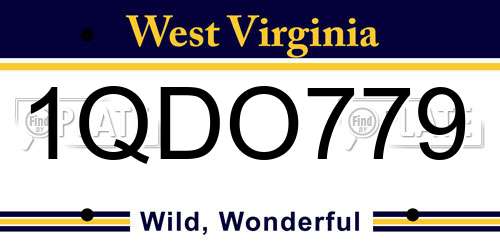 1QDO779 West Virginia License Plate