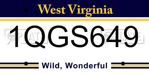 1QGS649 West Virginia License Plate