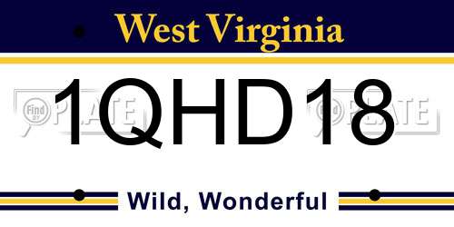 1QHD18 West Virginia License Plate