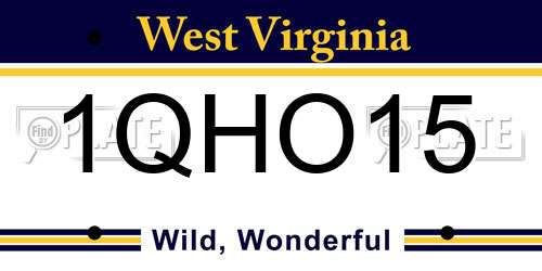 1QHO15 West Virginia License Plate