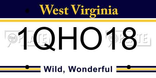 1QHO18 West Virginia License Plate