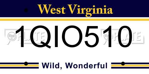 1QIO510 West Virginia License Plate