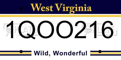 1QOO216 West Virginia License Plate