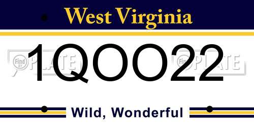 1QOO22 West Virginia License Plate