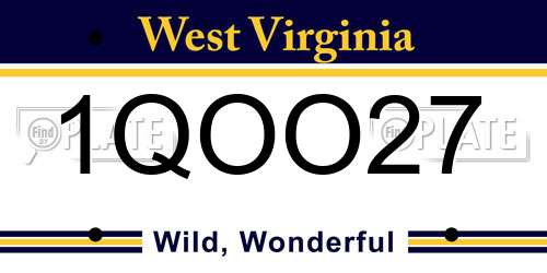 1QOO27 West Virginia License Plate