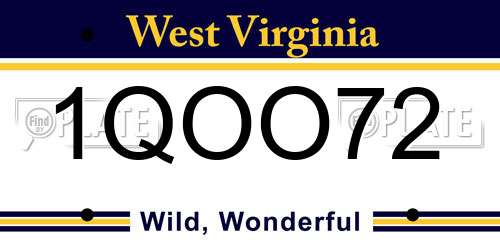 1QOO72 West Virginia License Plate