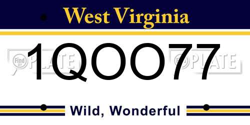 1QOO77 West Virginia License Plate