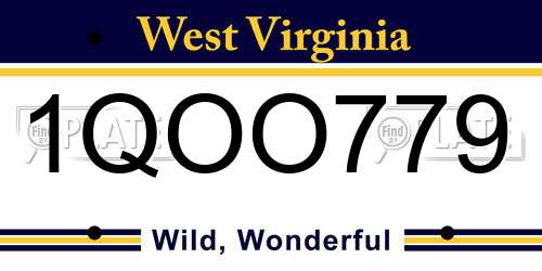 1QOO779 West Virginia License Plate