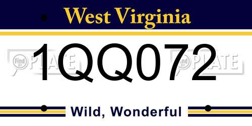 1QQ072 West Virginia License Plate