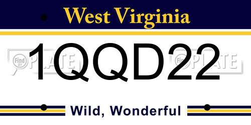 1QQD22 West Virginia License Plate