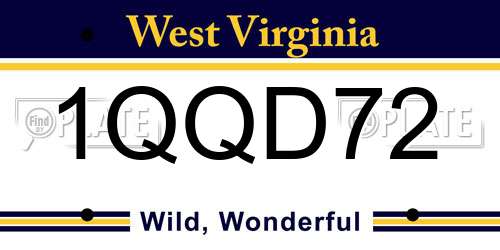 1QQD72 West Virginia License Plate