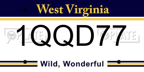 1QQD77 West Virginia License Plate
