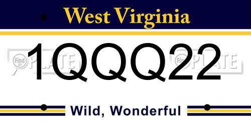 1QQQ22 West Virginia License Plate
