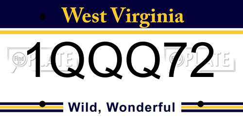 1QQQ72 West Virginia License Plate
