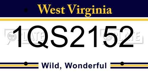 1QS2152 West Virginia License Plate