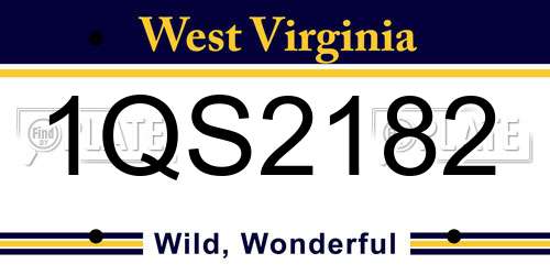 1QS2182 West Virginia License Plate