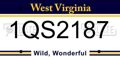 1QS2187 West Virginia License Plate
