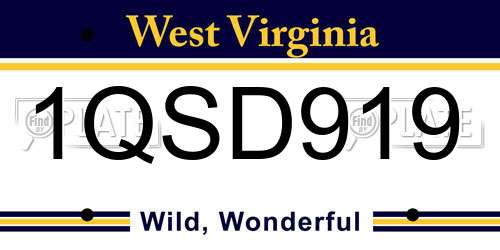 1QSD919 West Virginia License Plate