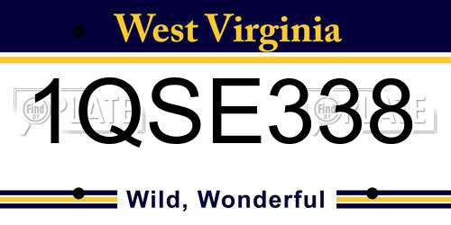 1QSE338 West Virginia License Plate