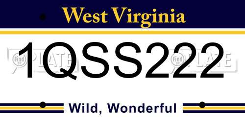 1QSS222 West Virginia License Plate
