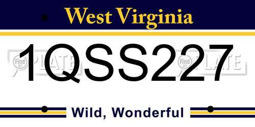 1QSS227 West Virginia License Plate