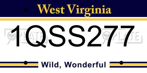 1QSS277 West Virginia License Plate