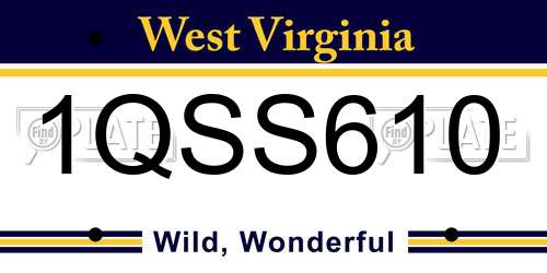 1QSS610 West Virginia License Plate
