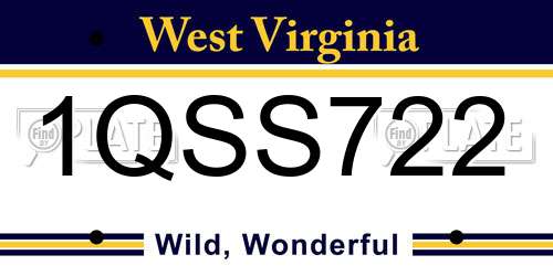 1QSS722 West Virginia License Plate