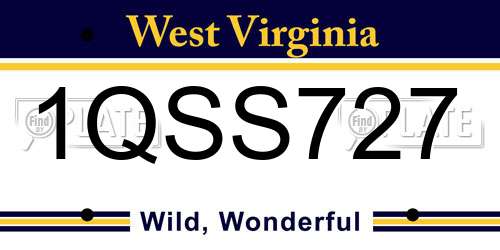 1QSS727 West Virginia License Plate