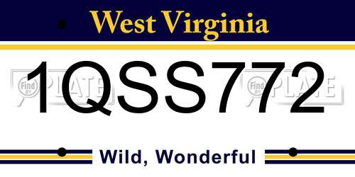 1QSS772 West Virginia License Plate