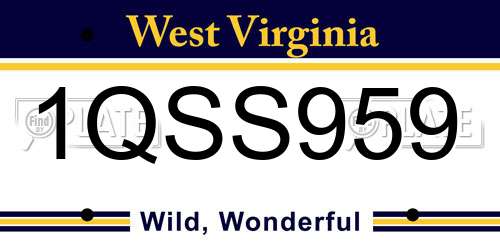 1QSS959 West Virginia License Plate