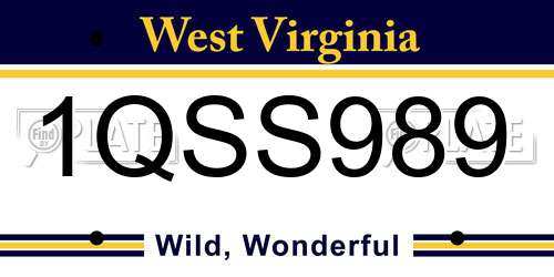 1QSS989 West Virginia License Plate