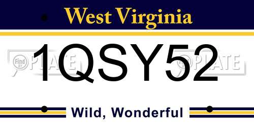1QSY52 West Virginia License Plate