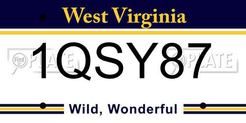 1QSY87 West Virginia License Plate