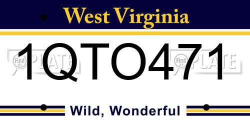 1QTO471 West Virginia License Plate