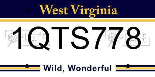 1QTS778 West Virginia License Plate