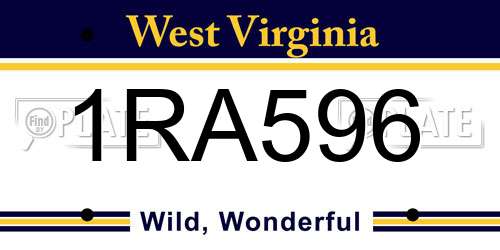 1RA596 West Virginia License Plate
