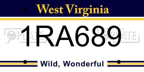 1RA689 West Virginia License Plate