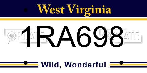 1RA698 West Virginia License Plate
