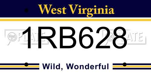 1RB628 West Virginia License Plate