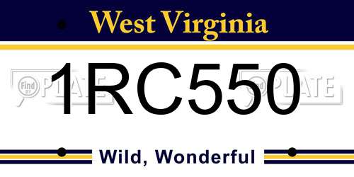 1RC550 West Virginia License Plate