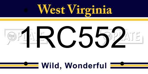 1RC552 West Virginia License Plate
