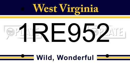 1RE952 West Virginia License Plate