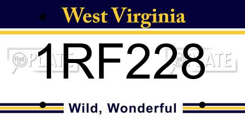 1RF228 West Virginia License Plate