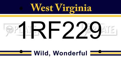 1RF229 West Virginia License Plate