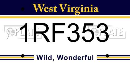 1RF353 West Virginia License Plate