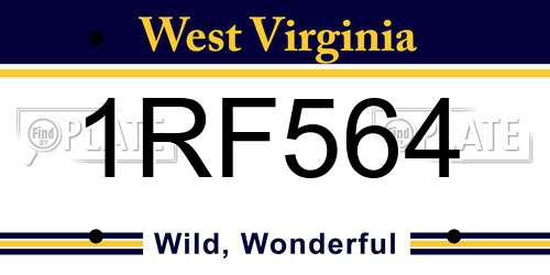 1RF564 West Virginia License Plate